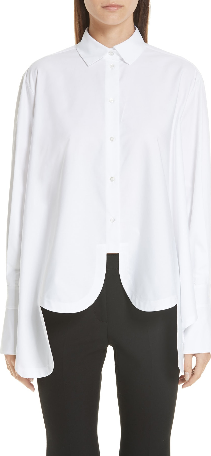 Valentino Scallop Hem Poplin Trapeze Shirt