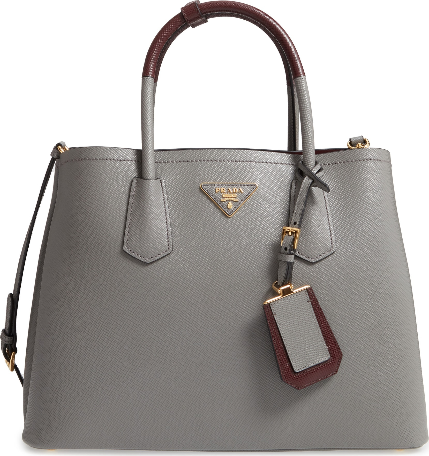 Prada Large Double Two-Tone Saffiano Leather Tote