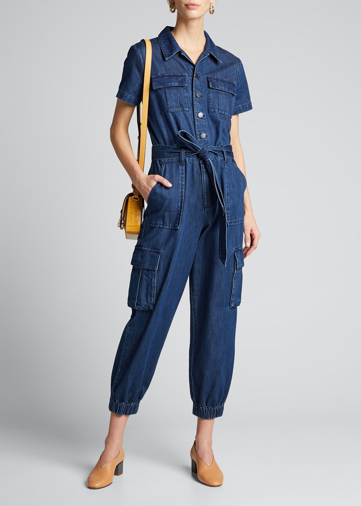 Alice + Olivia Denim Cargo Jumpsuit