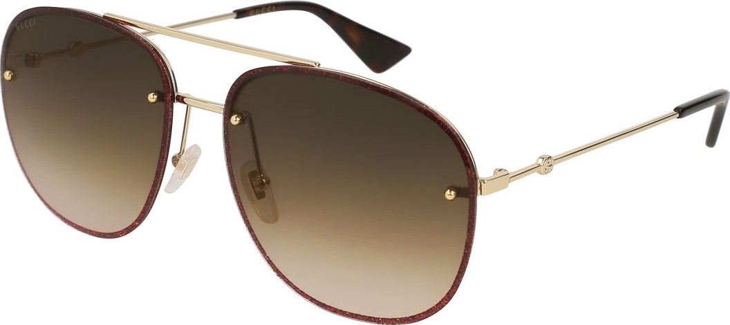 Gucci Glittered Metal Aviator Sunglasses, Yellow Pattern