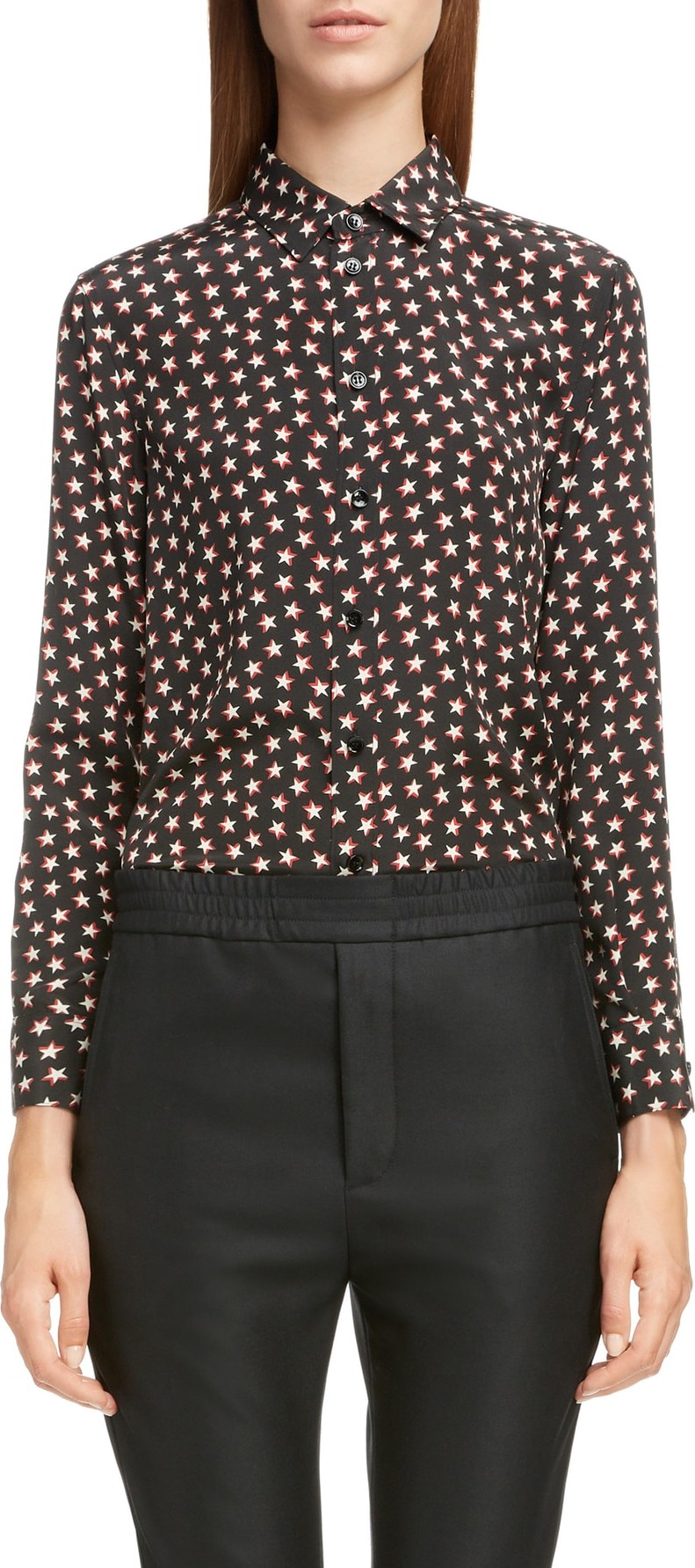 Saint Laurent Star Print Silk Shirt