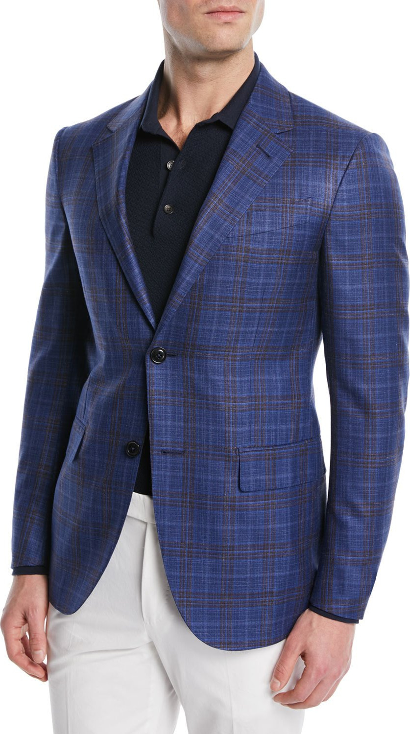 Ermenegildo Zegna Wool-Silk Plaid Jacket