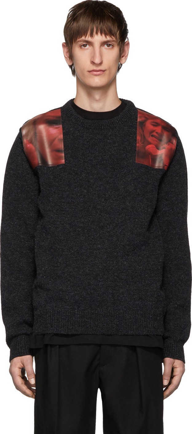 Raf Simons Grey Patches Sweater