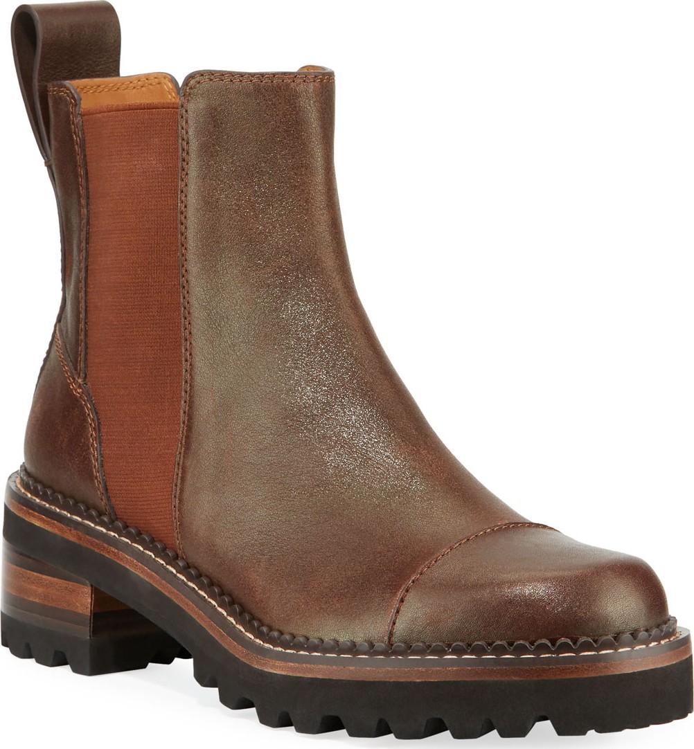 See By Chloé Leather Lug-Sole Chelsea Boots