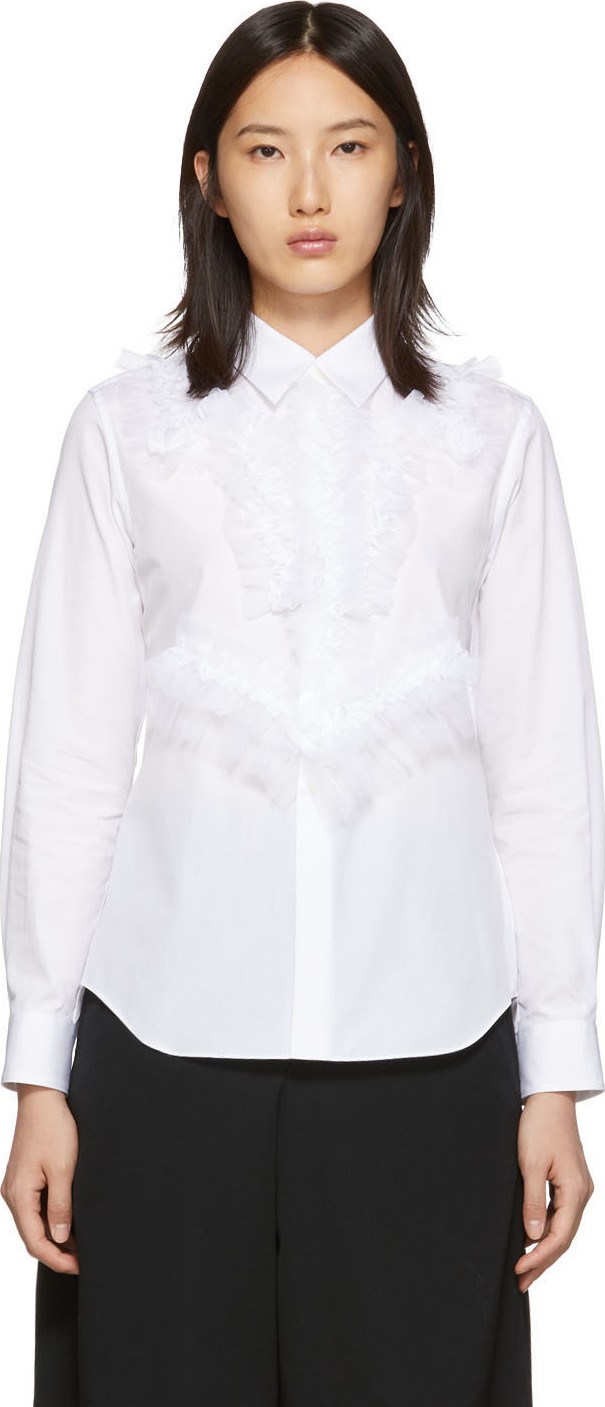 Comme Des Garcons White Thick Georgette Detail Shirt