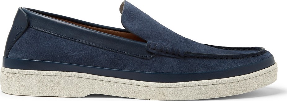 Ermenegildo Zegna Leather-Trimmed Suede Loafers