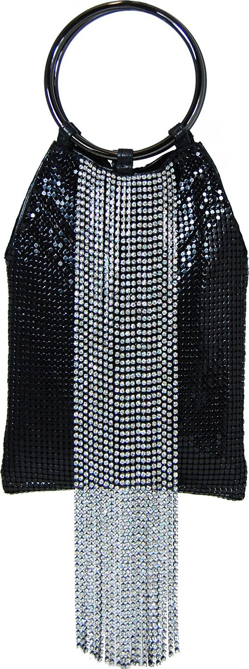 Whiting & Davis Crystal Cascade Fringe Clutch Bag