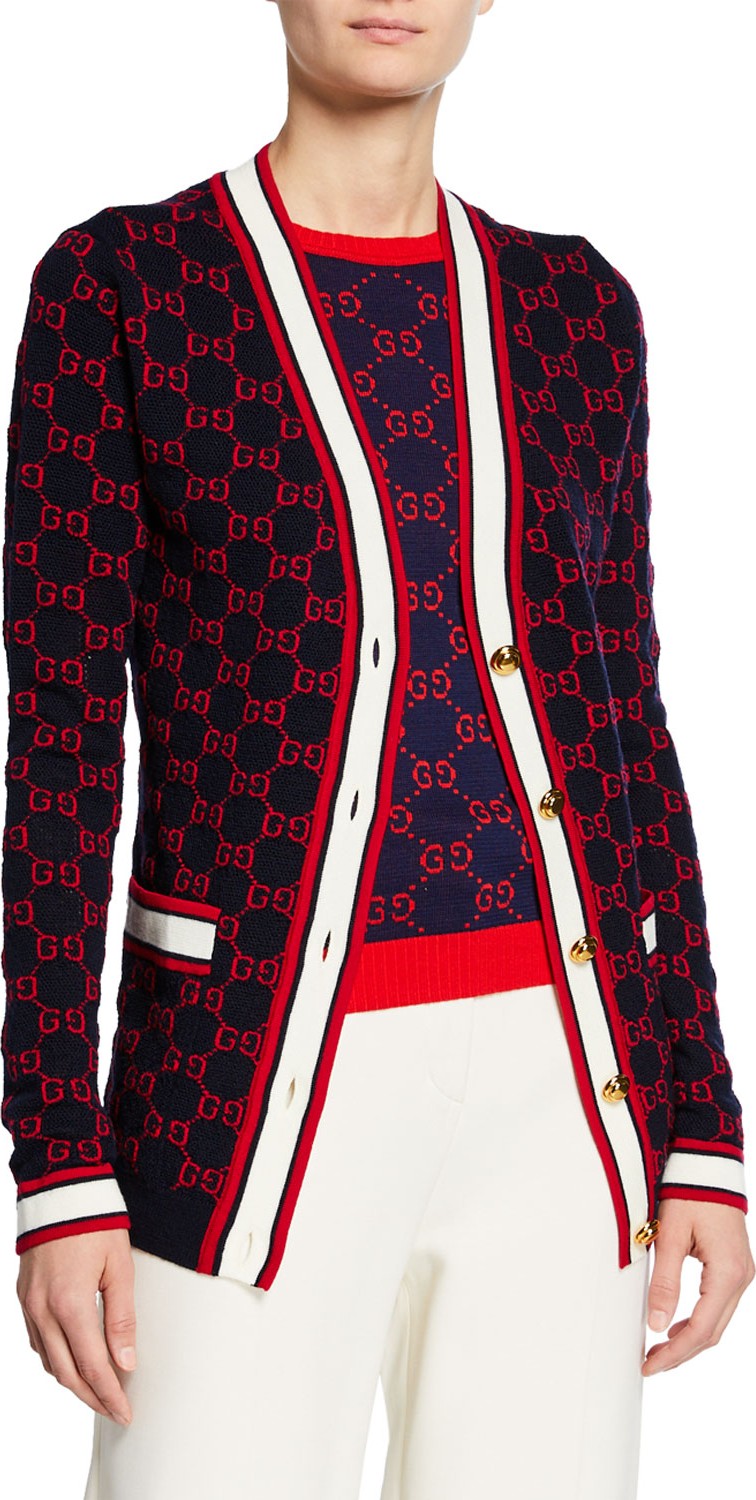 Gucci Ribbon-Trim Button Front Cardigan