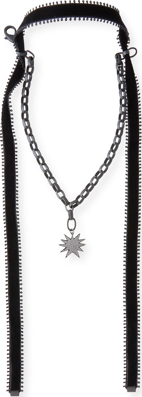 Hipchik Couture Many Star Necklace with Velvet Ties