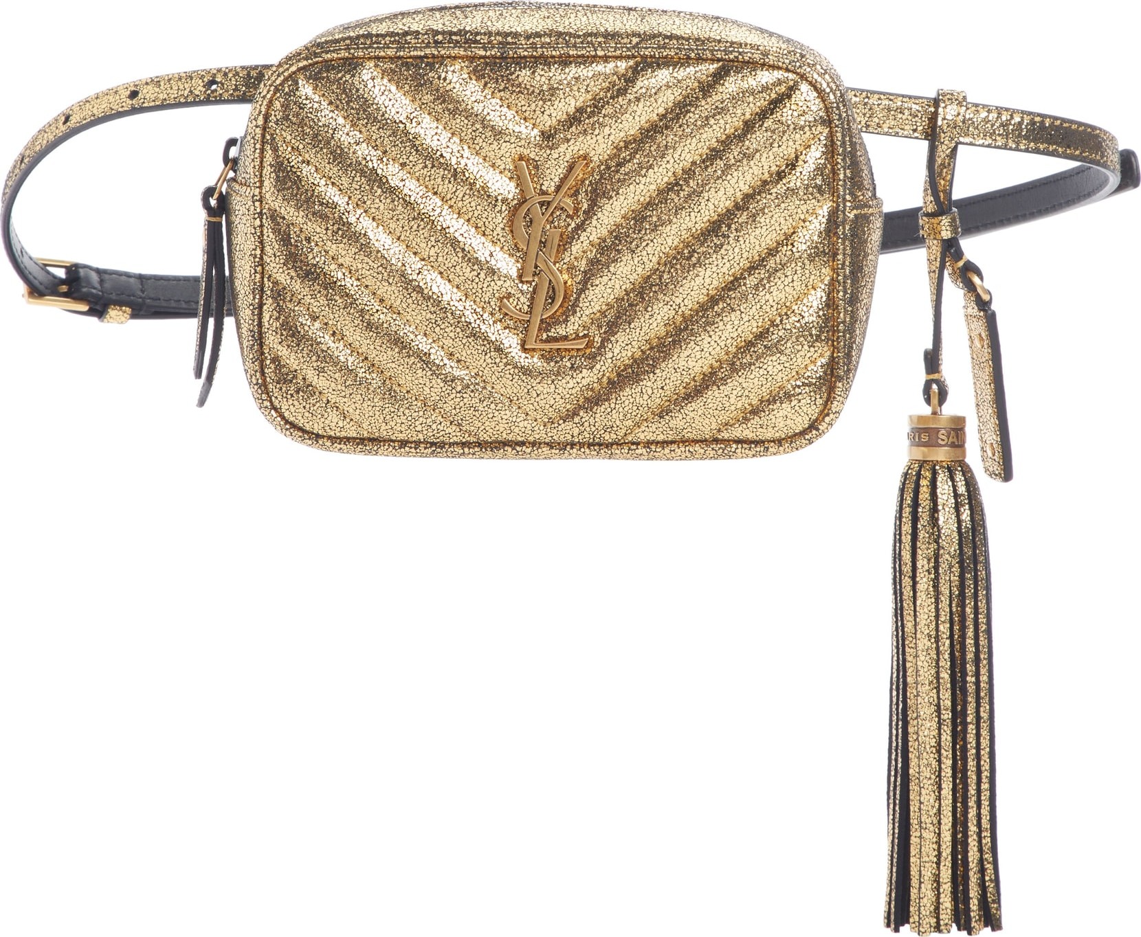 Saint Laurent Lou Lou Metallic Leather Belt Bag with Tassel