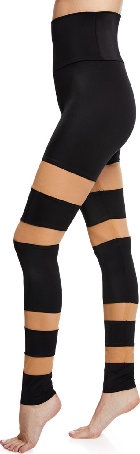 Norma Kamali Sheer Block High-Rise Mesh Leggings