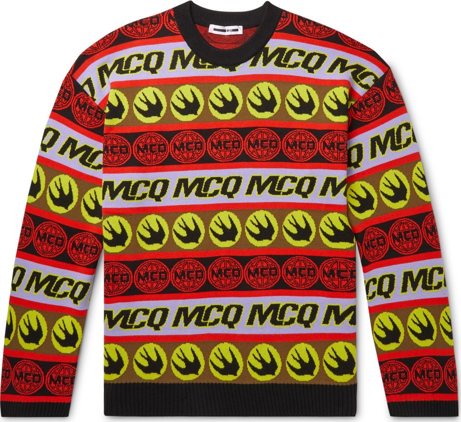 McQ - Alexander McQueen Logo-Jacquard Cotton Sweater McQ - Alexander McQueen Logo-Jacquard Cotton Sweater