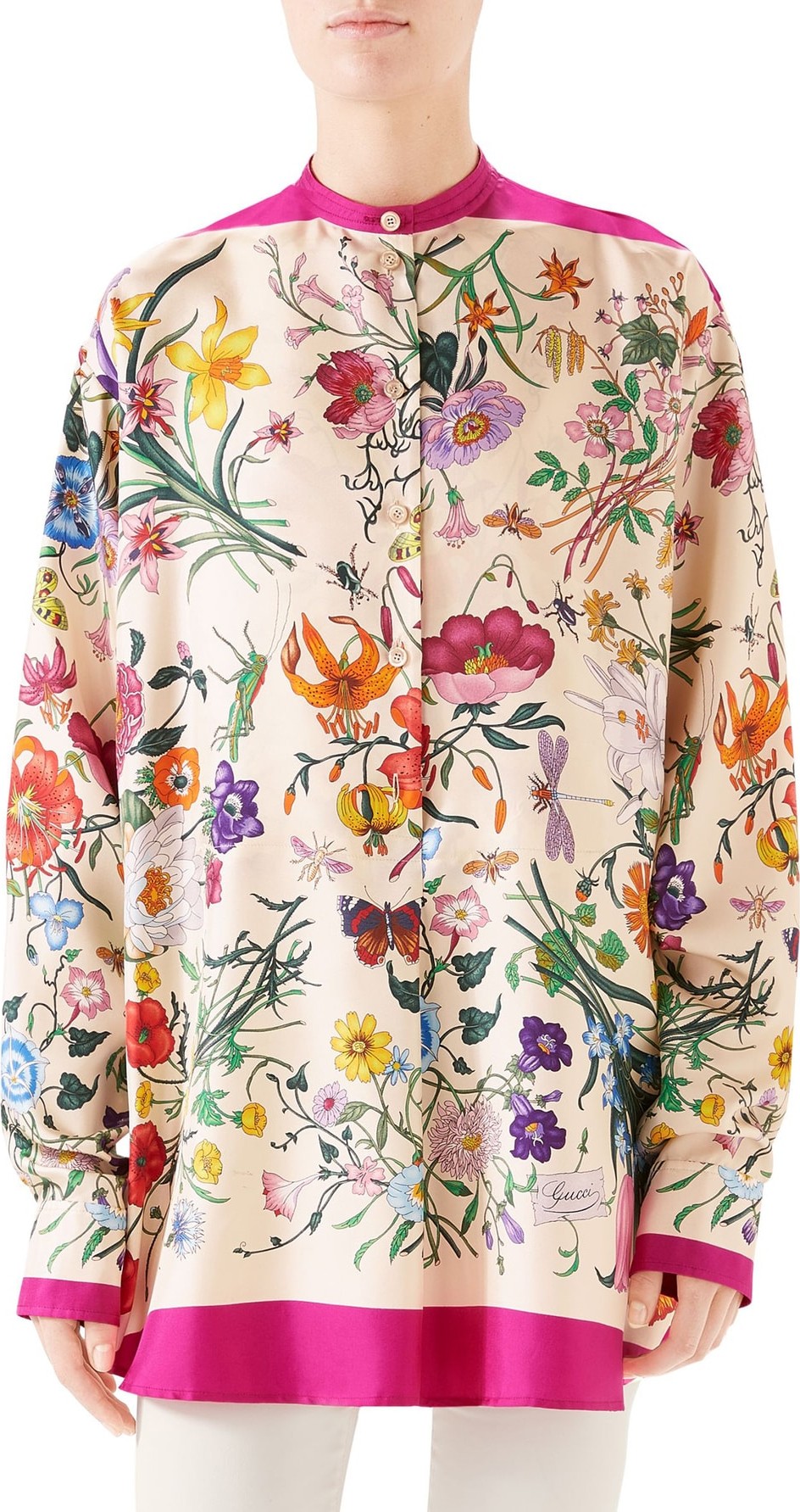 Gucci Floral Print Silk Twill Blouse