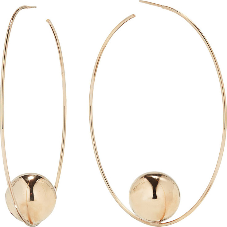 Lana 14k Gold Bead Hoop Earrings, 60mm