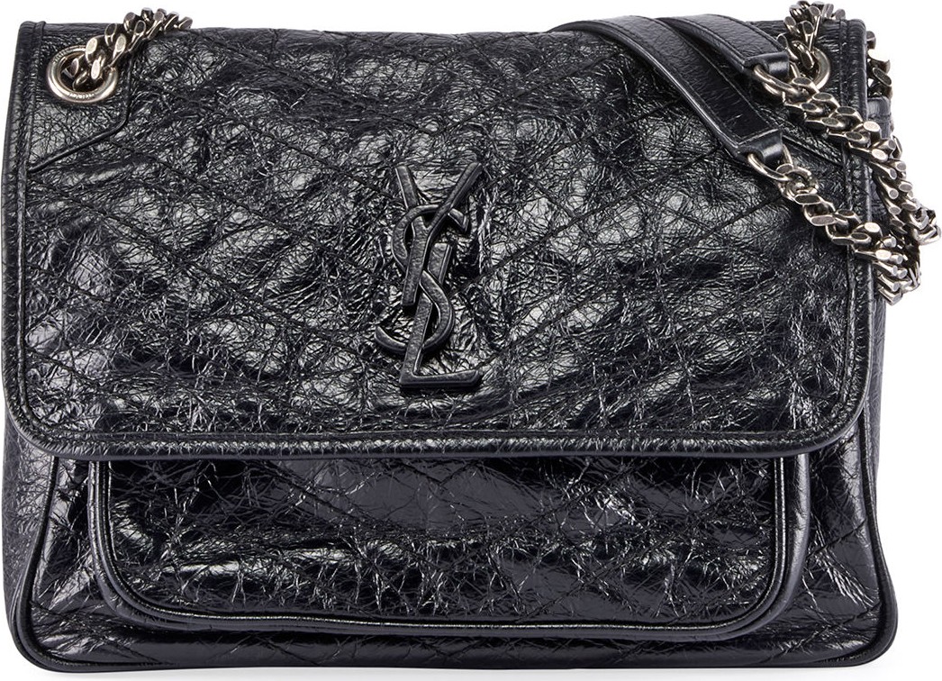 Saint Laurent Niki Medium Monogram YSL Shiny Waxy Quilted Shoulder Bag