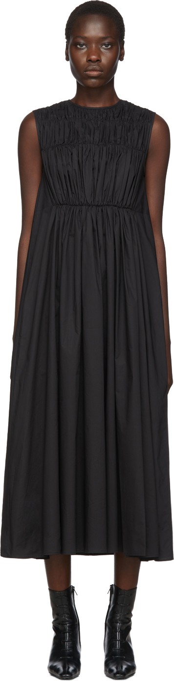 Chika Kisada Black Poplin Gathered Dress