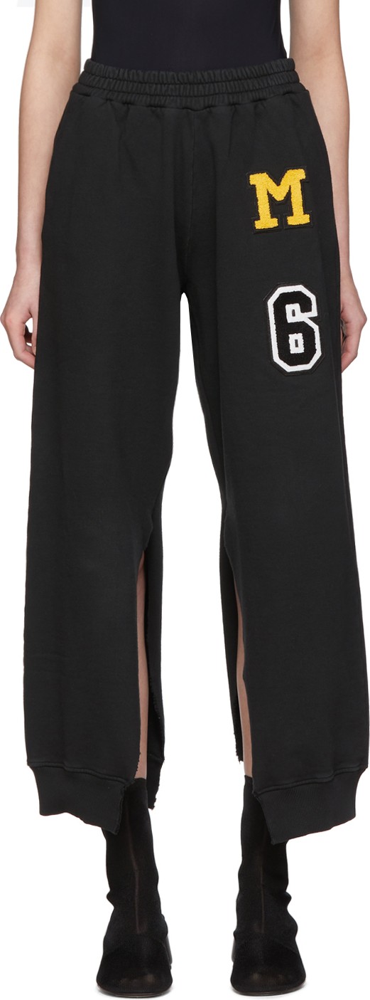 MM6 Maison Margiela Black Patch Split Seam Lounge Pants