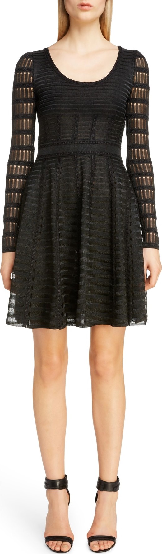 Alexander McQueen Open Knit Fit & Flare Minidress