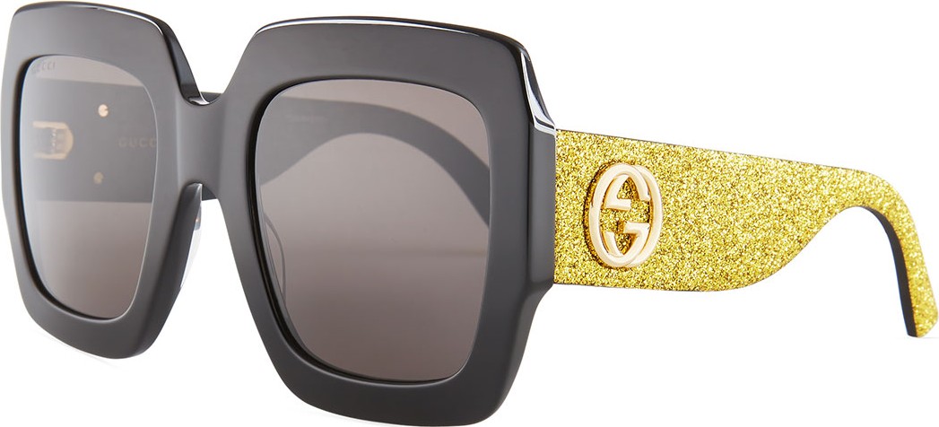 Gucci Glittered Square GG Sunglasses