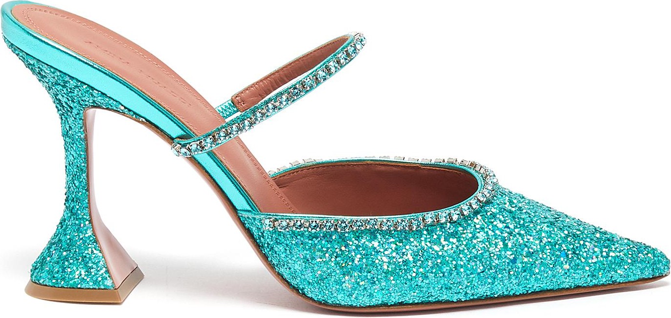 Amina Muaddi ''''''Gilda' crystal strap sequin heeled mules