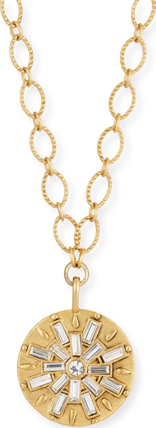 Sequin Crystal Baguette Burst Pendant Necklace