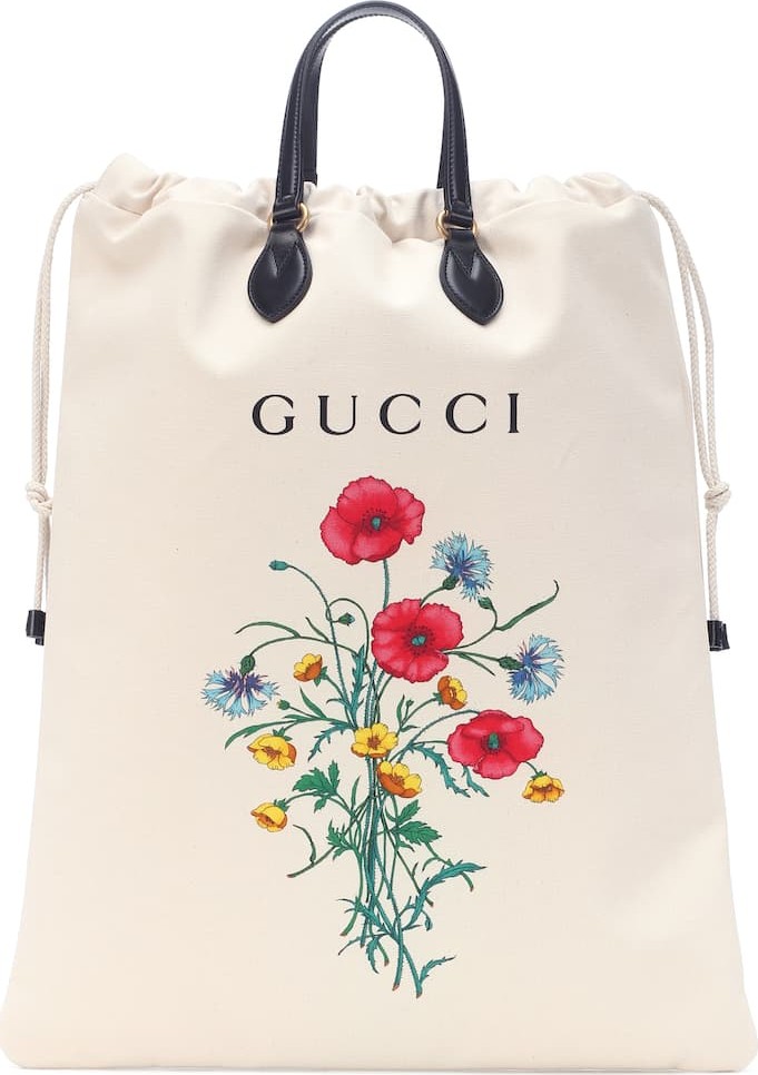 Gucci Leather-trimmed printed shopper