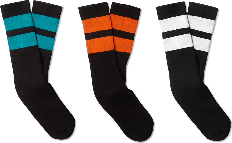 Neighborhood Three-Pack Ribbed Striped Cotton-Blend Socks
