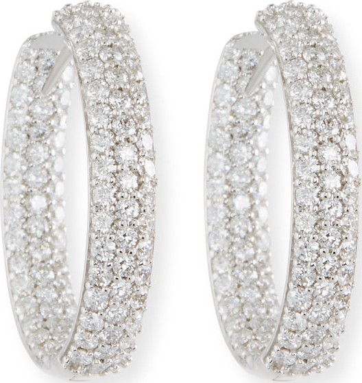 American Jewelery Designs 25mm Pave Diamond Hoop Earrings