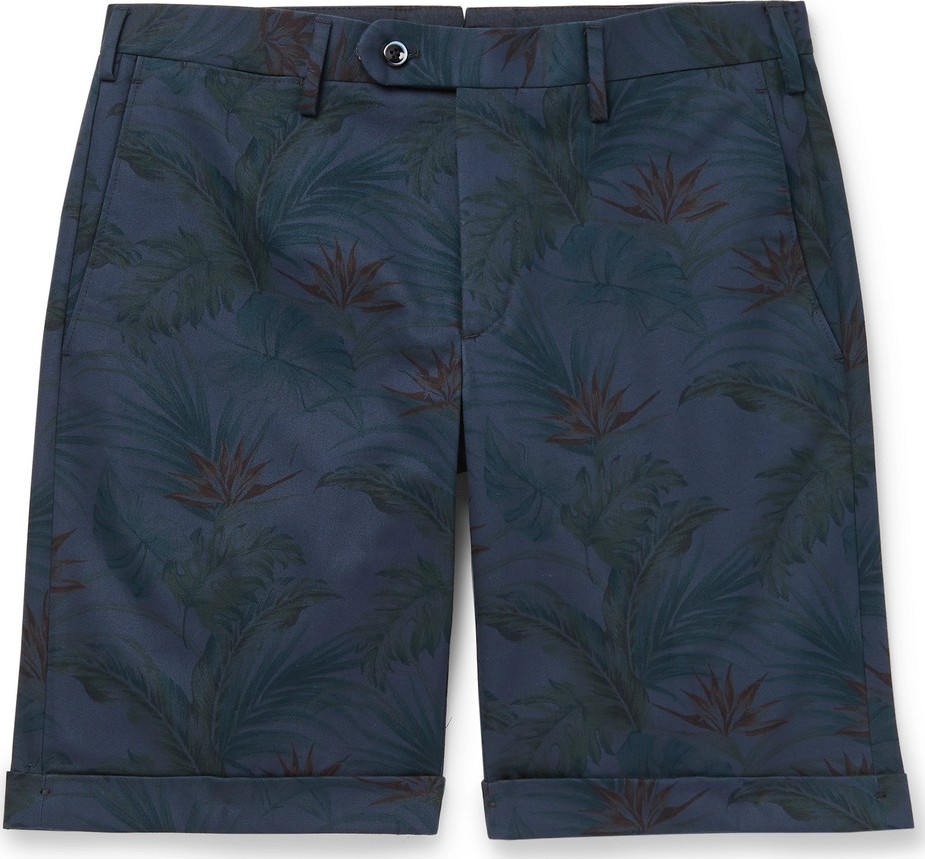 Zanella Slim-Fit Printed Cotton-Twill Shorts