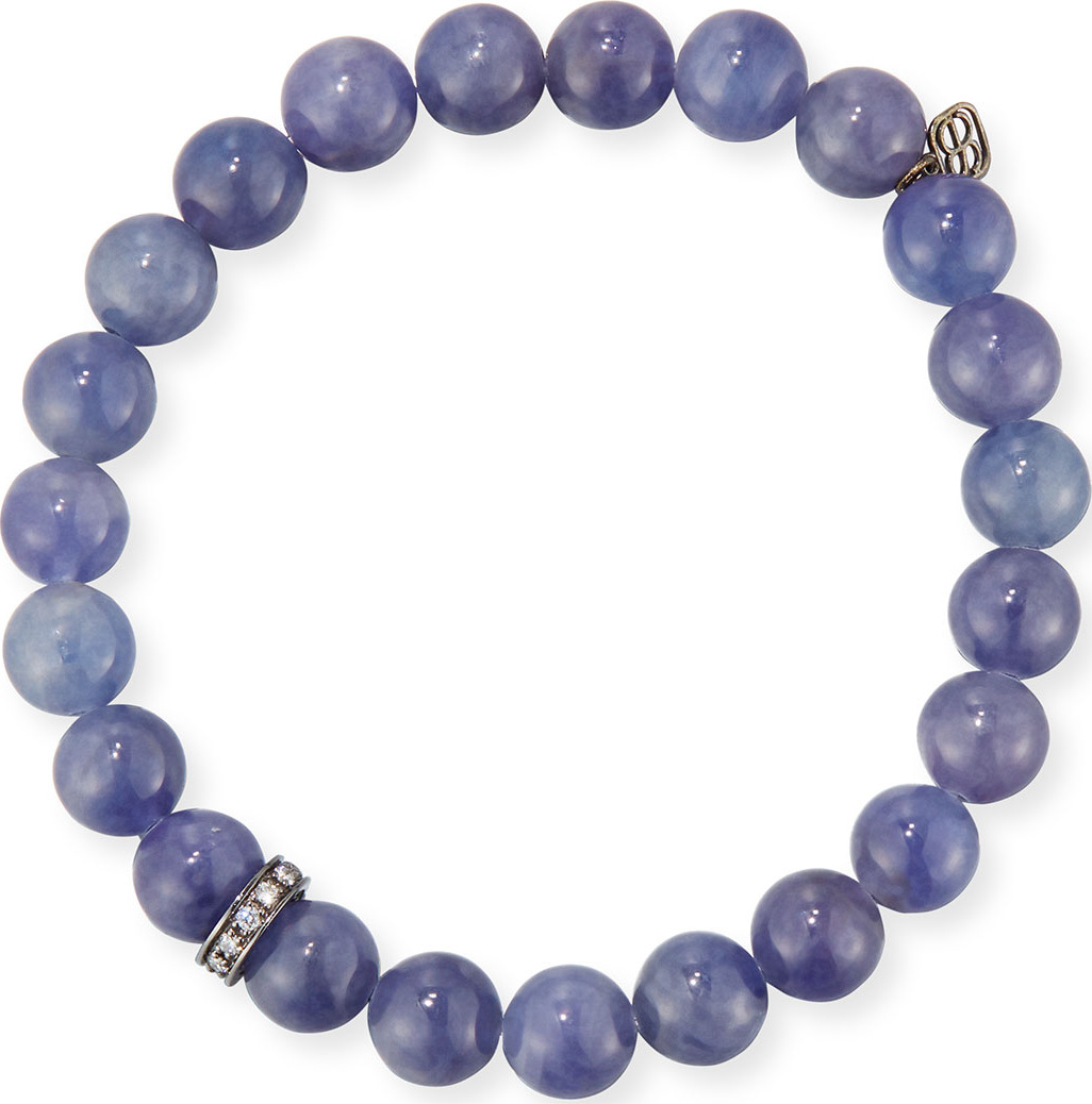 Sydney Evan 8mm Iolite Beaded Bracelet with Diamond Rondelle