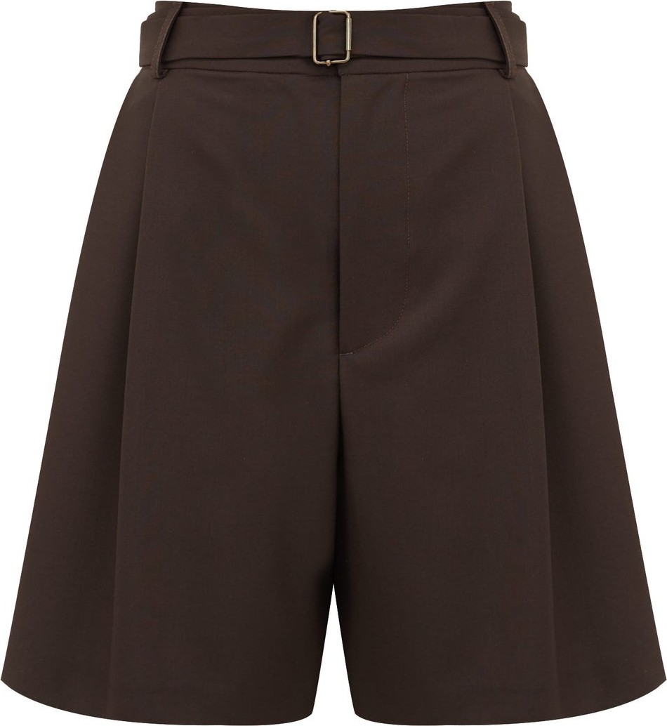 Edward Crutchley Belted pleat-front wool-crepe shorts