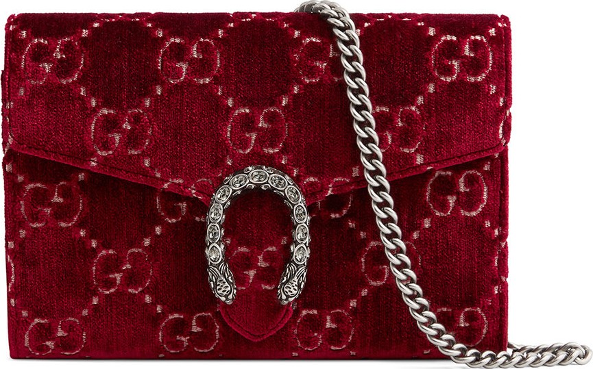 Gucci Dionysus Velvet GG Supreme Wallet On Chain