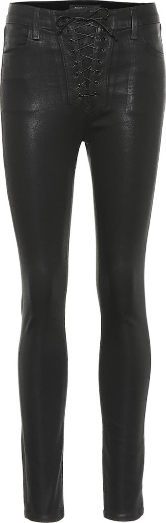 J BRAND Coated high-rise skinny jeans