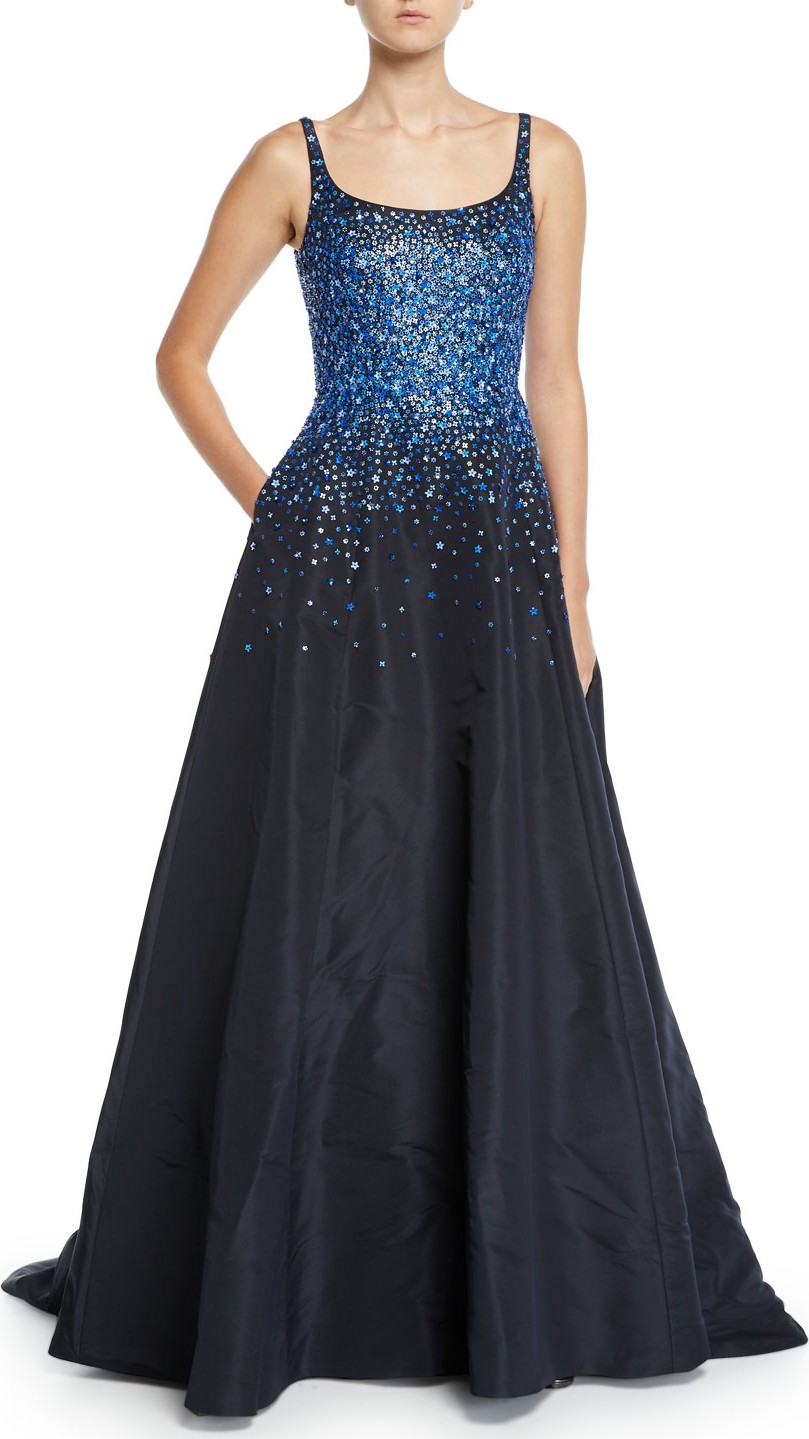 Ahluwalia Lefaye Strappy Sequined-Bodice Gown