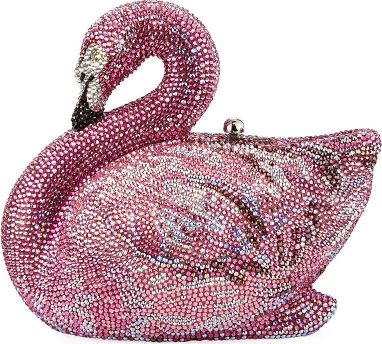 Judith Leiber Avalon Flamingo Crystal Clutch Bag