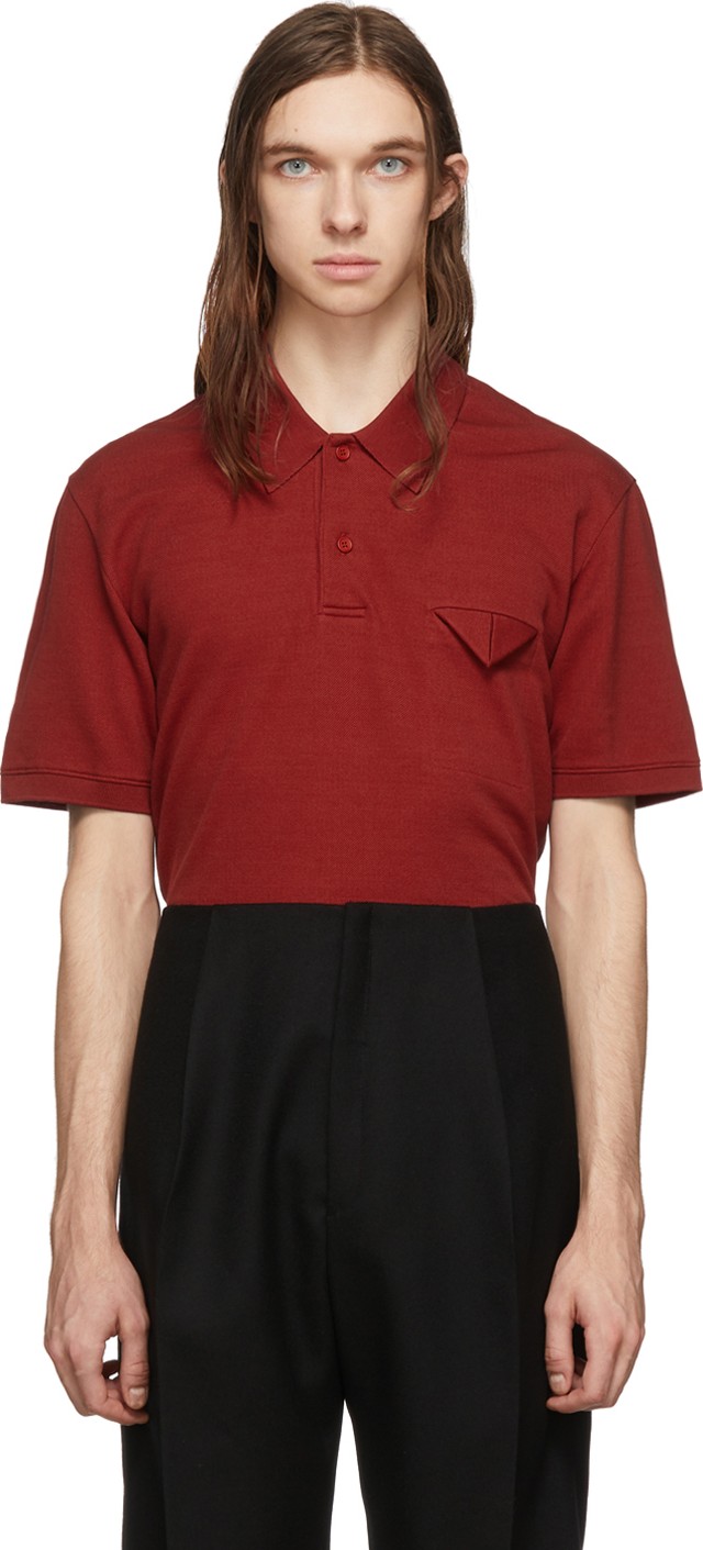 Bottega Veneta Red Cotton Piqué Polo