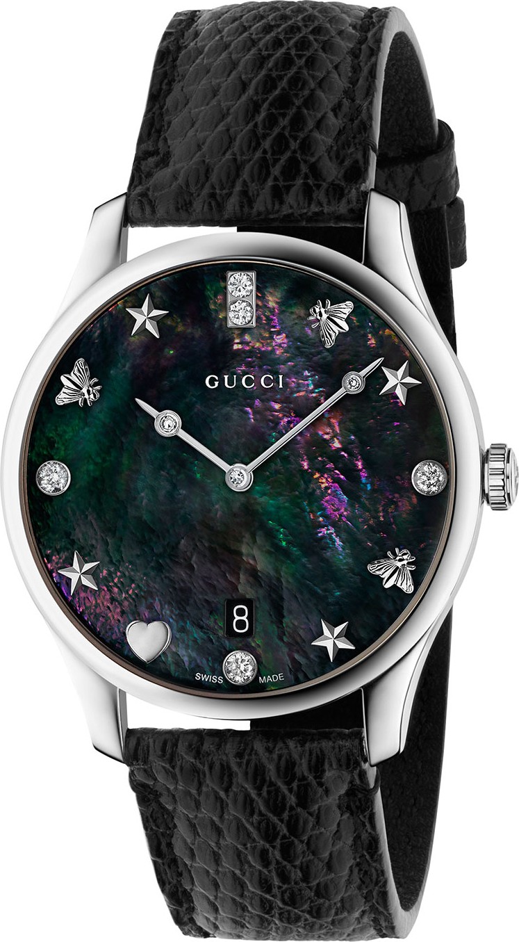 Gucci 36mm G-Timeless Diamond Watch w/ Lizard Strap