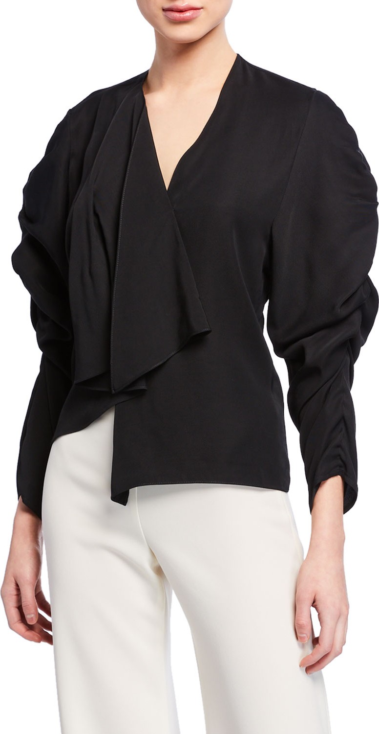 A.W.A.K.E V-Neck Long-Sleeve Ruched Top