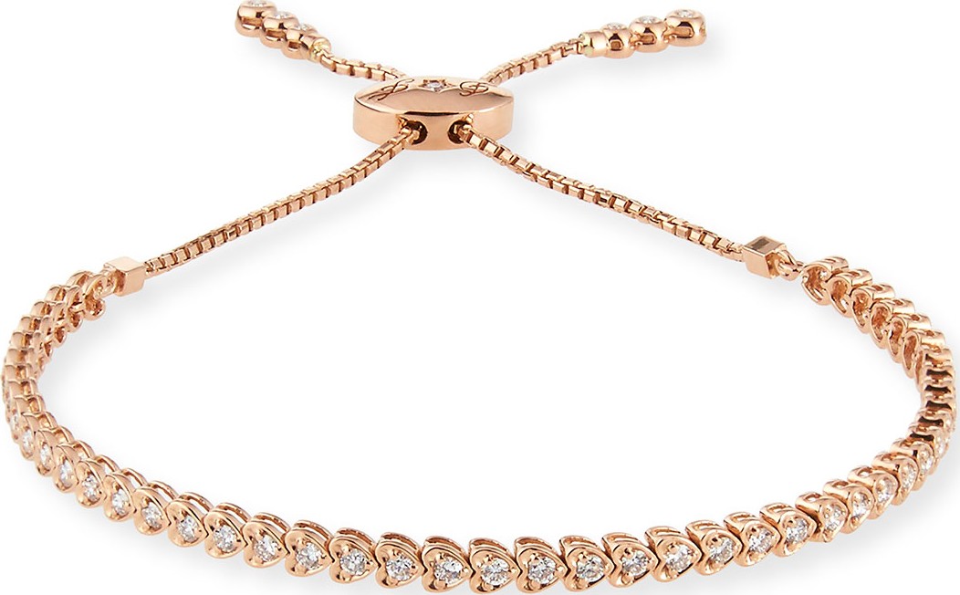 Cassidy Diamonds Diamond Heart Line Bracelet in 18K Rose Gold