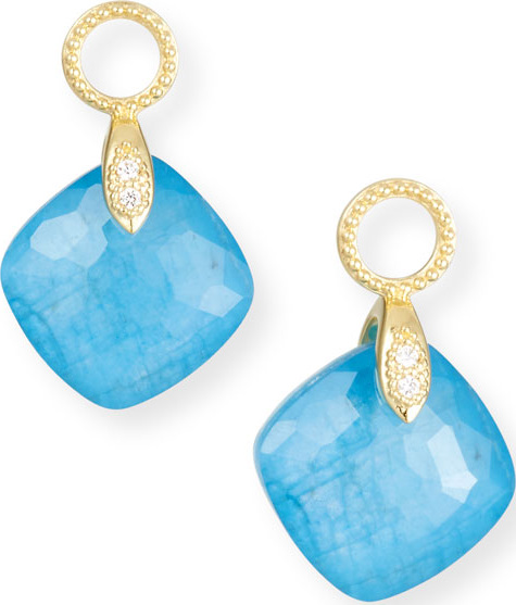 Jude Frances 18k Lisse Small Cushion Earring Charms, Blue Triplet
