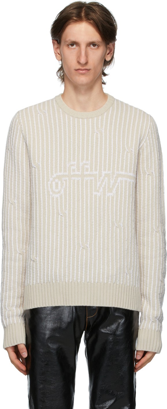 Off White Beige Cables Sweater Off White Beige Cables Sweater