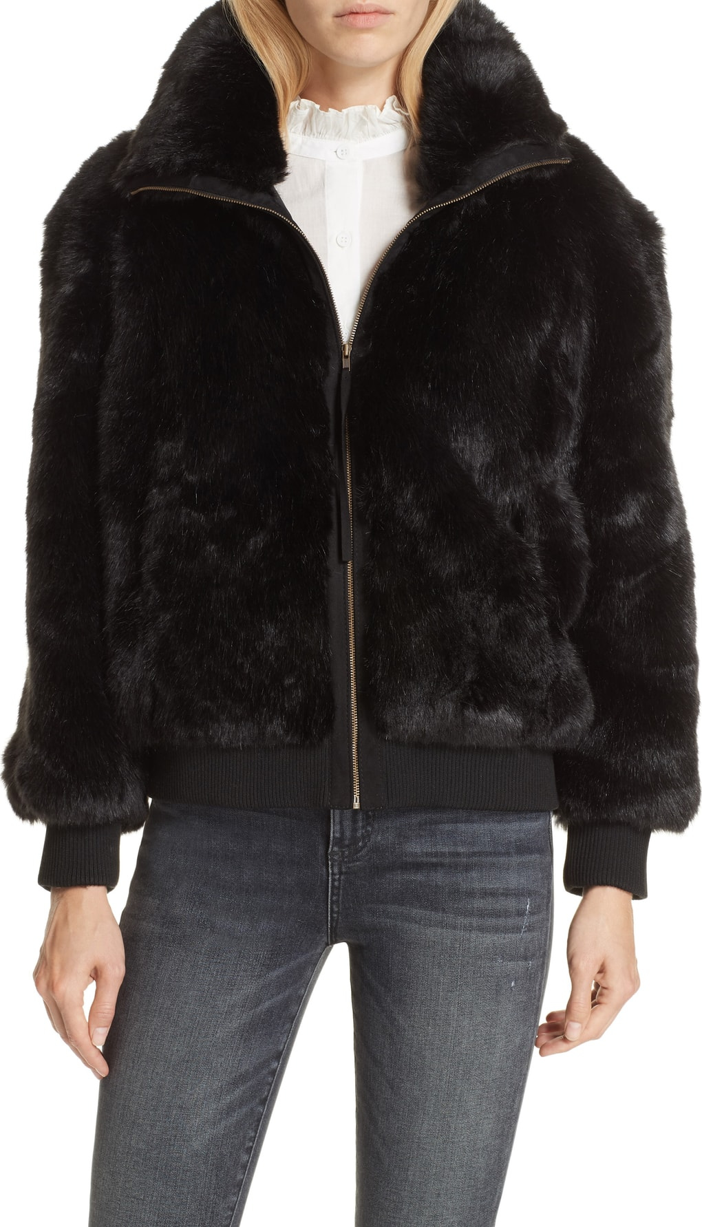 APIECE APART Faux Fur Bomber Jacket