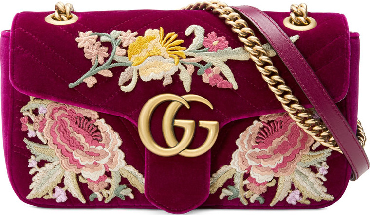 Gucci GG Marmont Velvet Floral Shoulder Bag