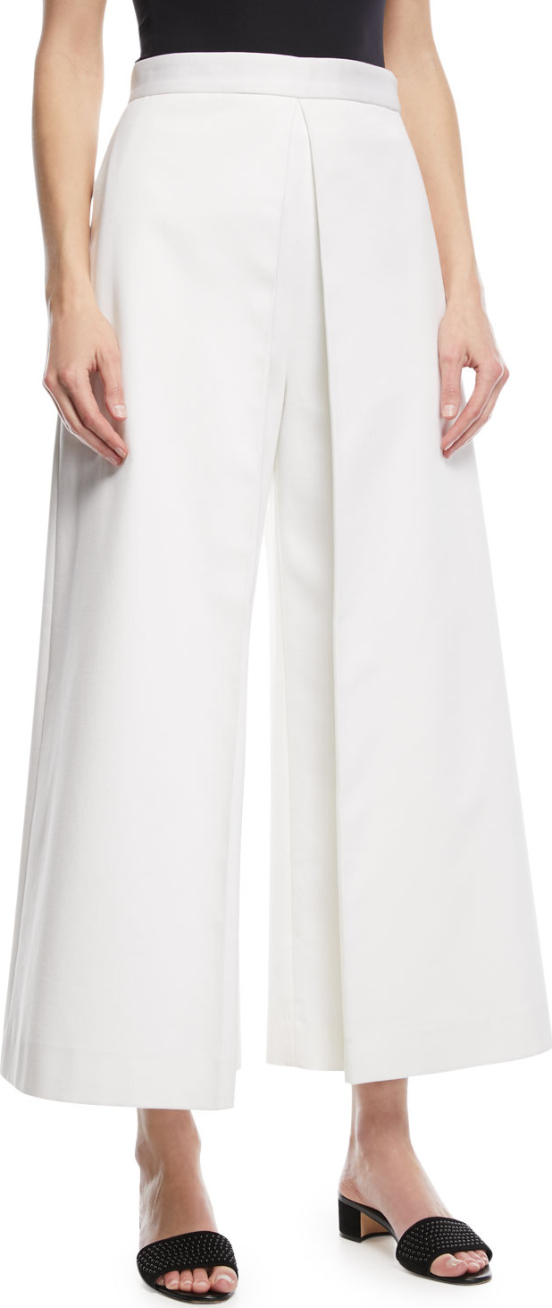 Rosetta Getty Pleat-Front Stretch-Ottoman Culottes