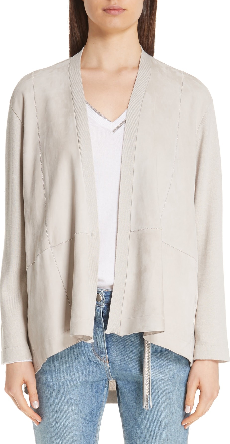 Fabiana Filippi Suede, Cotton & Wool Cardigan