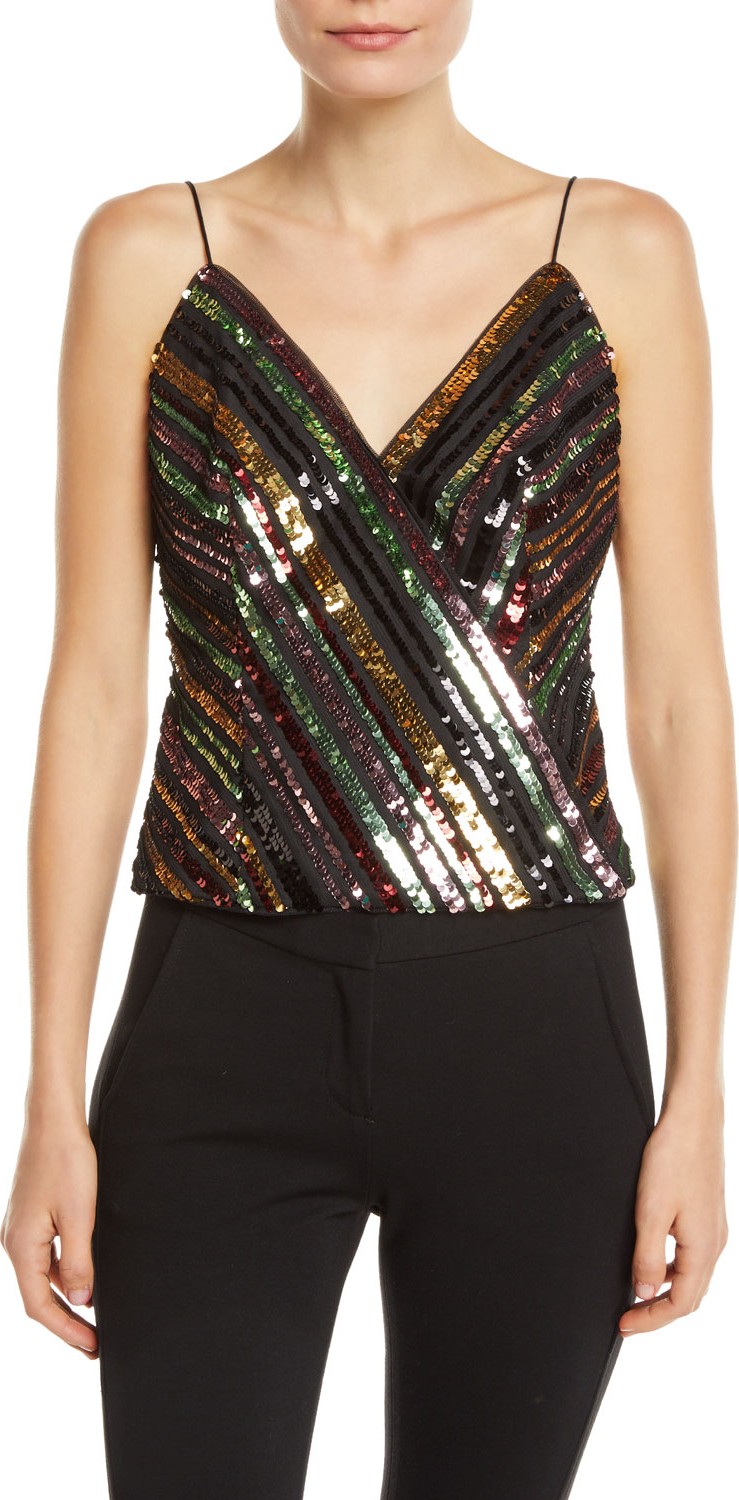 Aidan by Aidan Mattox Sequin Striped Wrap Top
