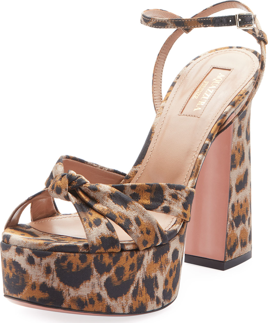 Aquazzura Baba Plateau Leopard Fabric Platform Sandal