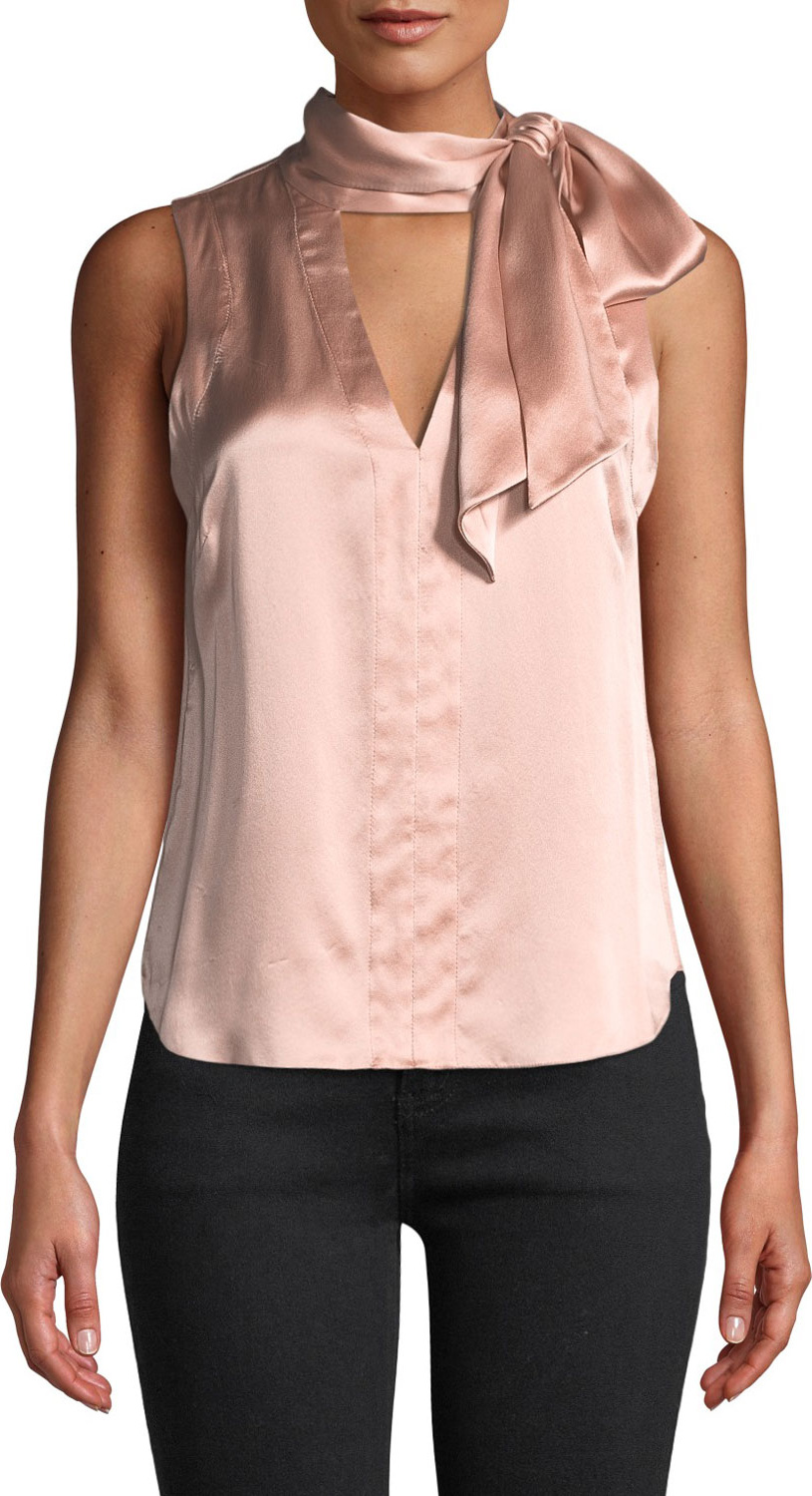 Nanette Lepore Getaway Tie-Neck Silk Top