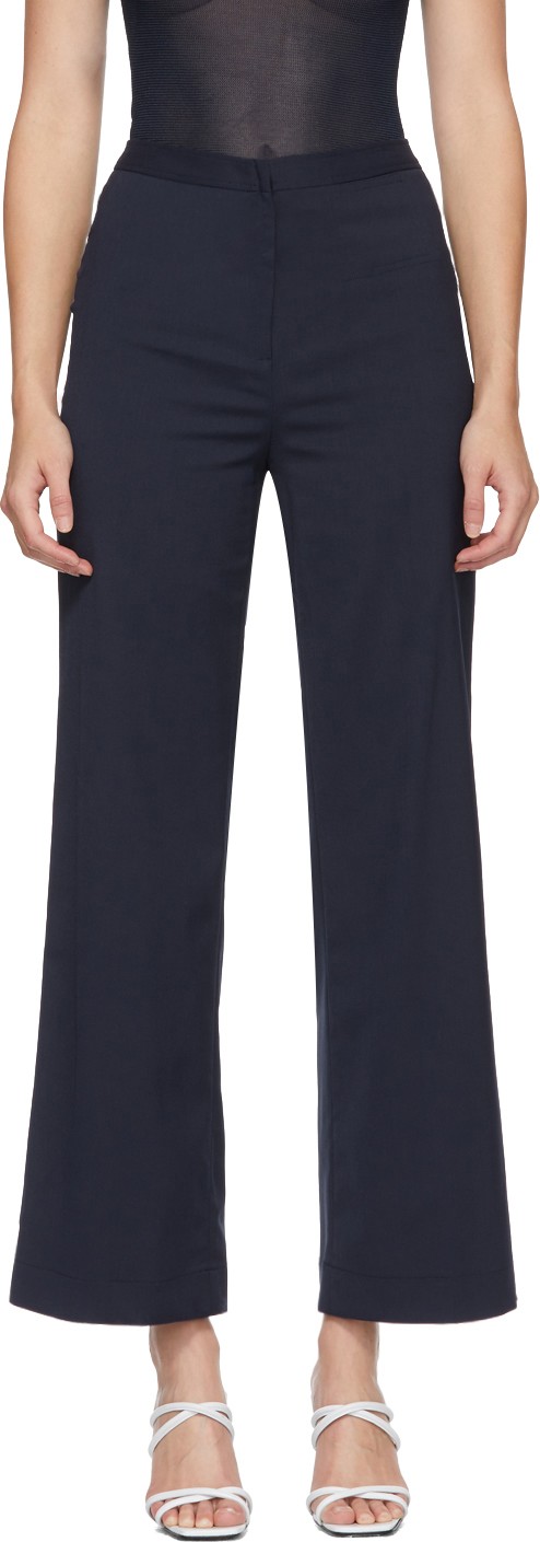 Maryam Nassir Zadeh Navy Twill Jewel Trousers