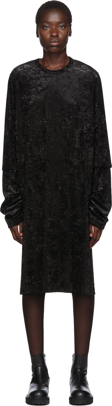 Comme Des Garçons Homme Plus Black Velour Double Sleeve Dress